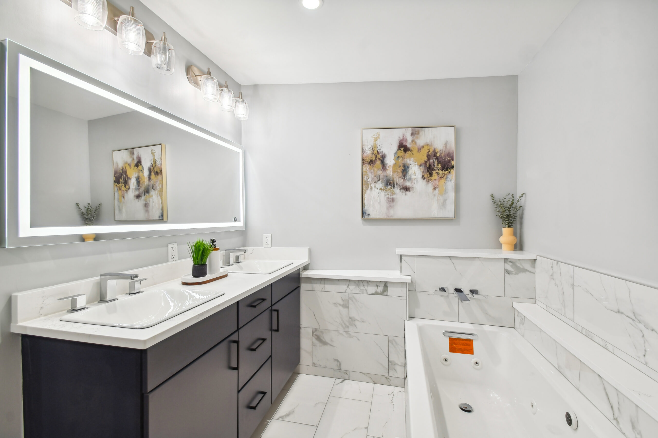 Full remodeled bathroom inside luxury condo in Tampa's Channel District