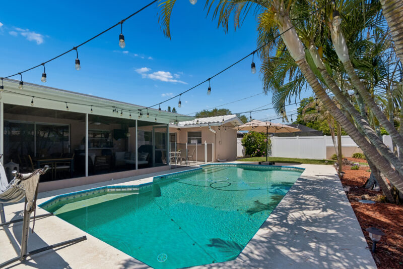 Private backyard pool in Clearwater Florida real estate listing